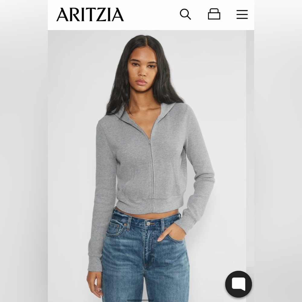 Like NEW Tna Aritzia Waffle Zip Hoodie, small, Camouflage